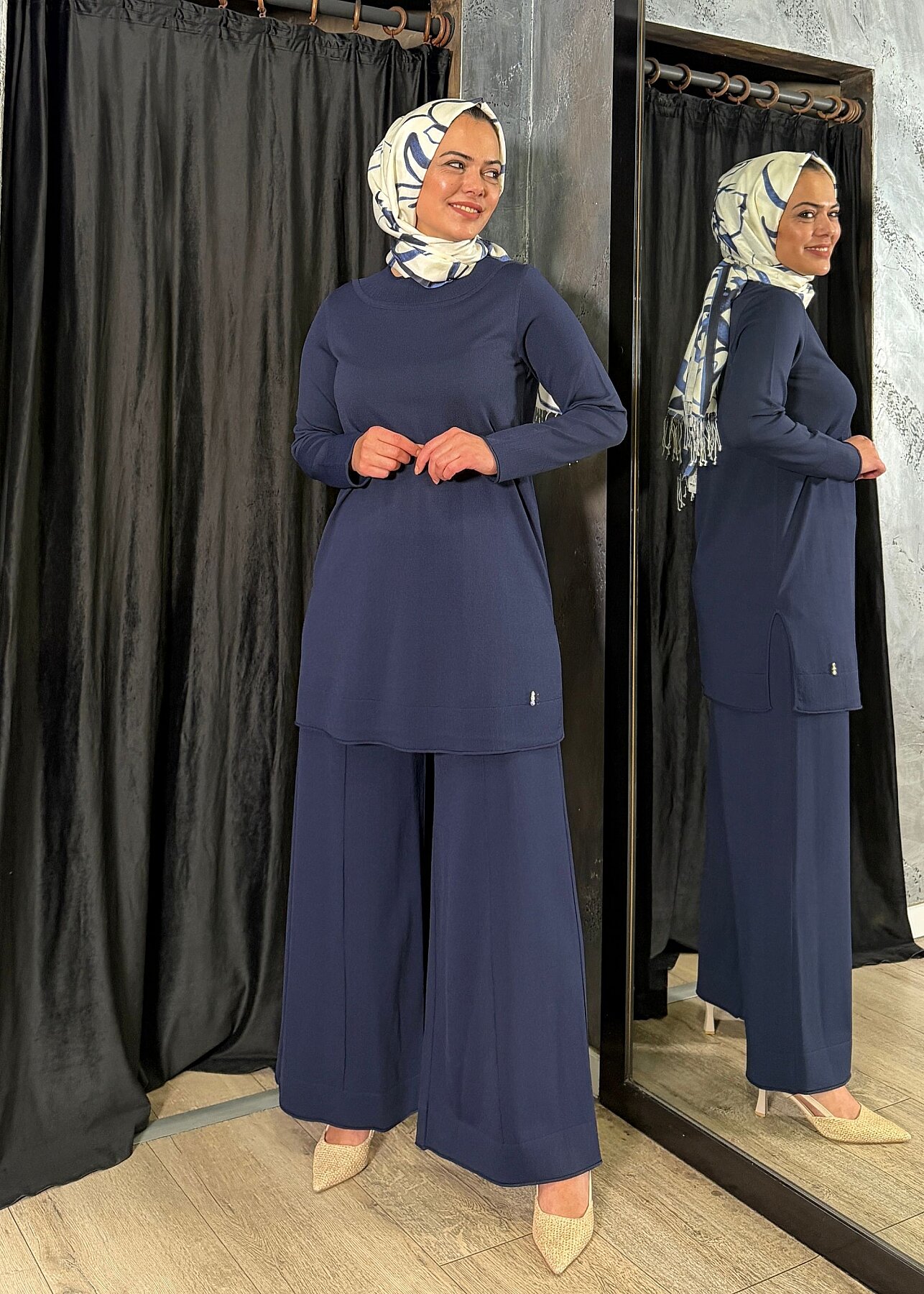 Miss Dalida Yuvarlak Yaka Basic Tunik Navy - 2