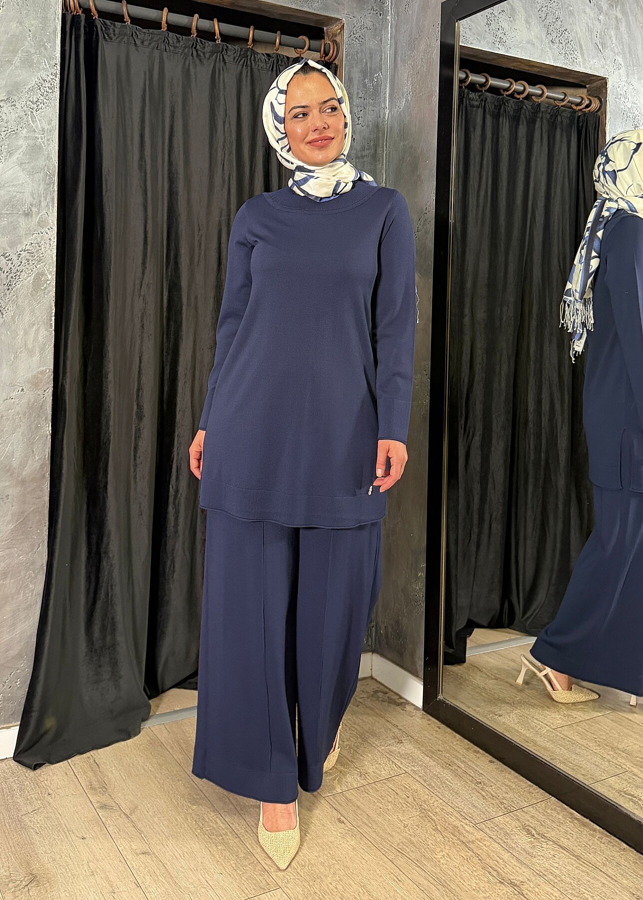 Miss Dalida Yuvarlak Yaka Basic Tunik Navy - 3
