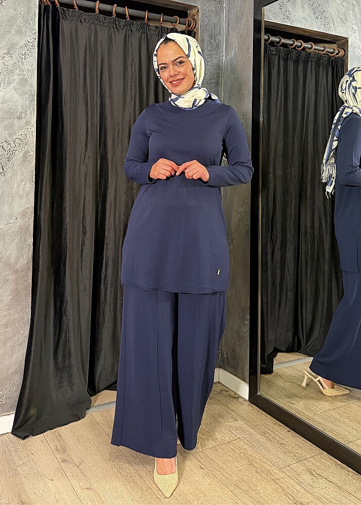 Miss Dalida Yuvarlak Yaka Basic Tunik Navy - 6