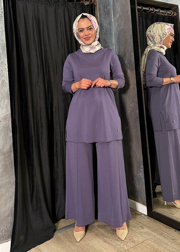 Miss Dalida Yuvarlak Yaka Basic Tunik Purple - 2