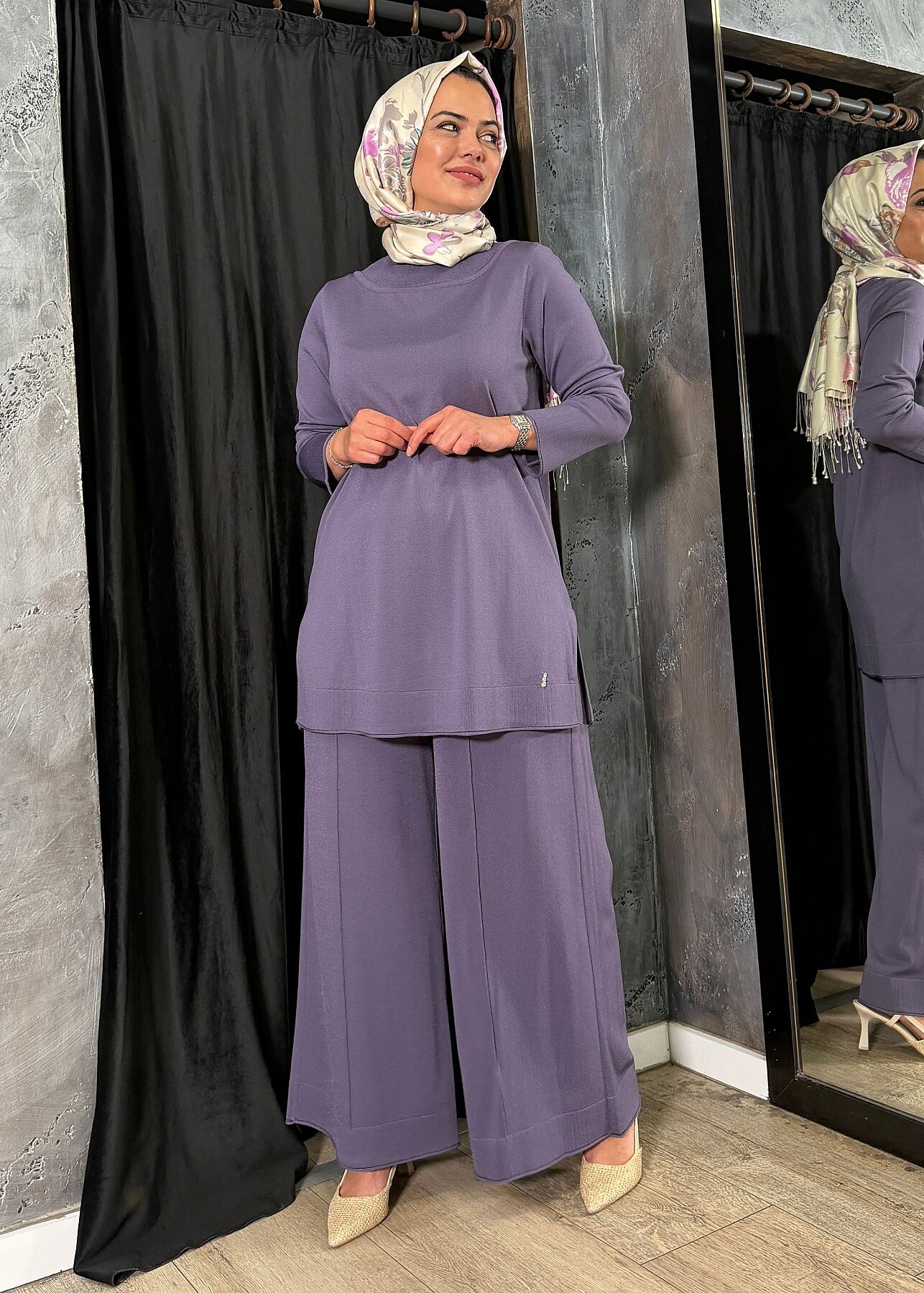 Miss Dalida Yuvarlak Yaka Basic Tunik Purple - 3