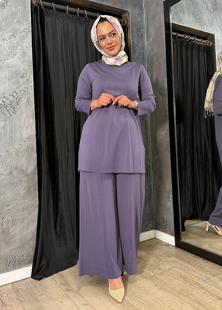Miss Dalida Yuvarlak Yaka Basic Tunik Purple - 5