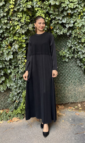 Miss Dalida Yuvarlak Yaka Cupro Elbise BLACK 