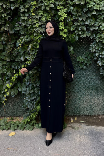 Miss Dalida Yuvarlak Yaka Fitil Detaylı Elbise BLACK - 2