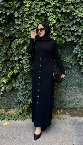 Miss Dalida Yuvarlak Yaka Fitil Detaylı Elbise BLACK 