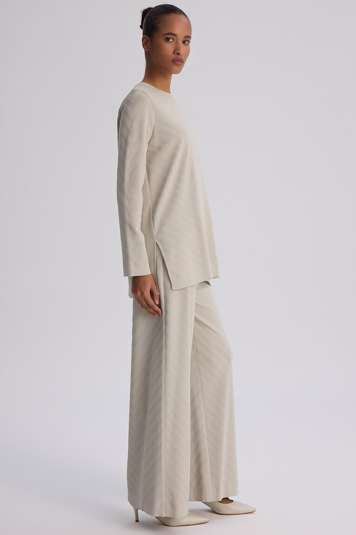 Miss Dalida Zigzag Desenli Bol Paça Pantolon Stone - 3