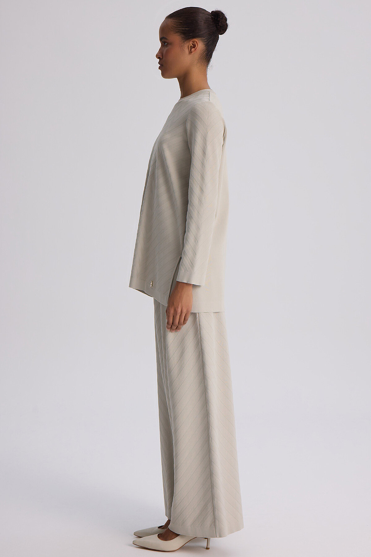 Miss Dalida Zigzag Desenli Bol Paça Pantolon Stone - 4