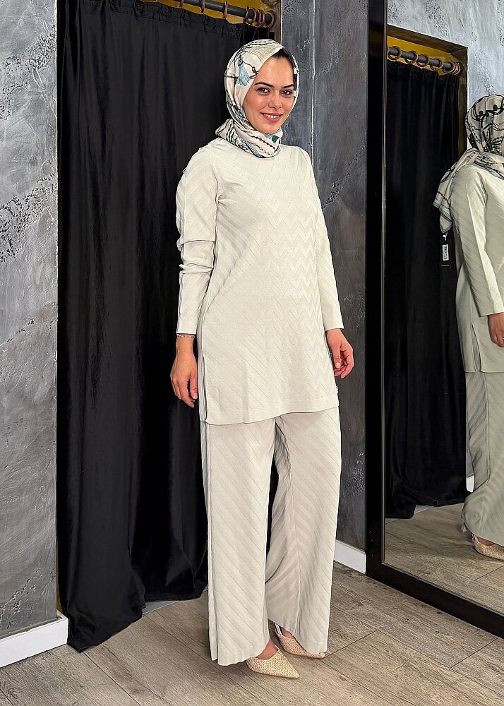 Miss Dalida Zigzag Desenli Bol Paça Pantolon Stone - 6