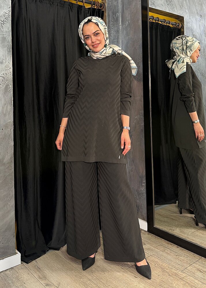 Miss Dalida Zigzag Desenli Triko Tunik KHAKİ - 7