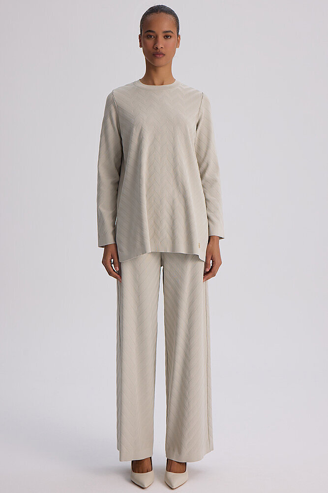 Miss Dalida Zigzag Desenli Triko Tunik Stone