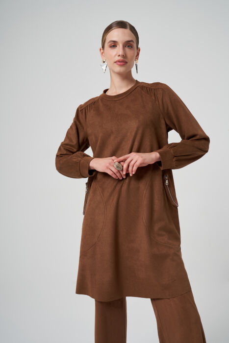 MissWhence Cepleri Fermuarlı Tunik TABA - 3