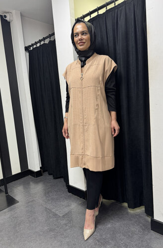 Miss Whence Kayısı Omzu Fermuar Detaylı Yelek KAYISI - 3