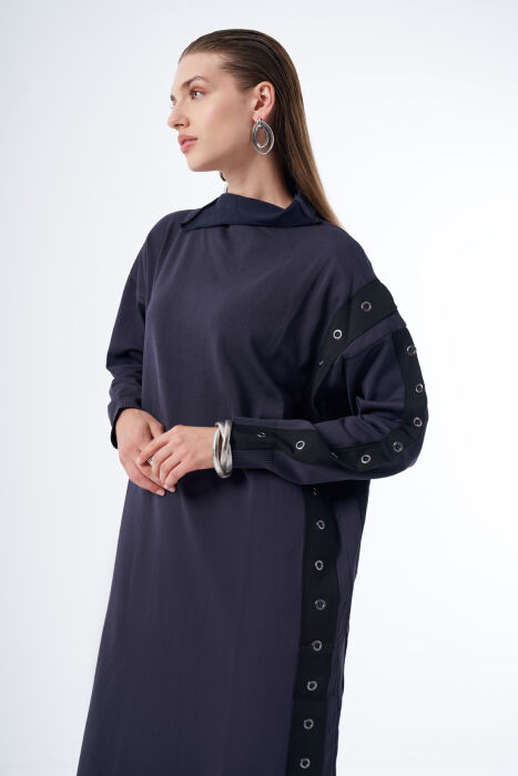MissWhence Kuş Gözü Detaylı Elbise ANTRASİT - 4