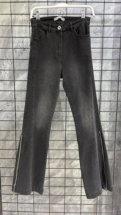 Miss Whence Siyah Fermuar Detaylı İspanyol Paça Pantolon SİYAH - 6