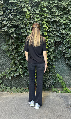 Miss Whence Siyah Fermuar Detaylı İspanyol Paça Pantolon SİYAH - 3