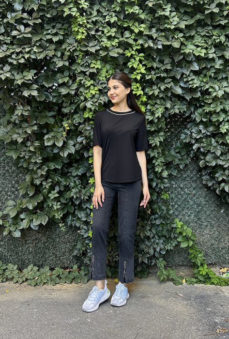 MissWhence Siyah Fermuar Detaylı Pantolon SİYAH - 1