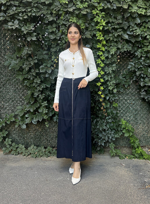 MissWhence Yandan Fermuarlı Pliseli Etek LACİVERT - 1