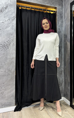 MissWhence Yandan Fermuarlı Pliseli Etek SİYAH - 1