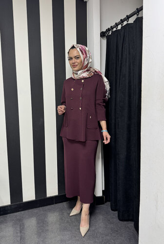 MissDalida Düz Renk A Kesim Triko Etek BORDO - 1