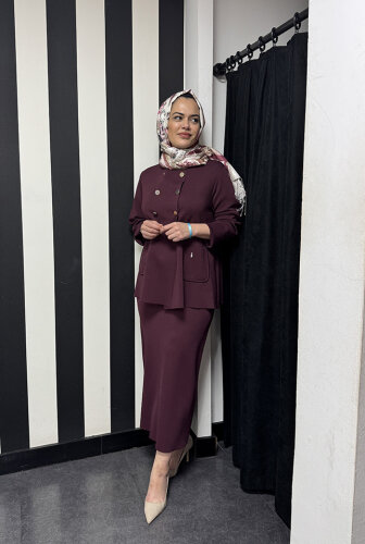 MissDalida Düz Renk A Kesim Triko Etek BORDO - 2