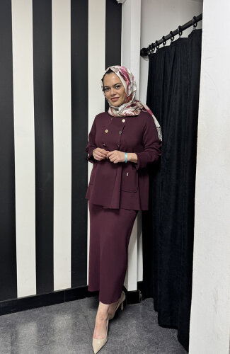 MissDalida Düz Renk A Kesim Triko Etek BORDO - 3