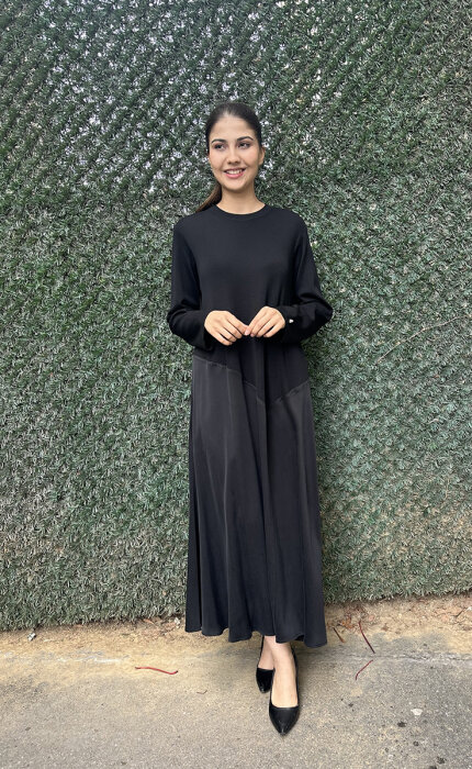 MissDalida Eteği Cupra Triko Elbise BLACK - 1