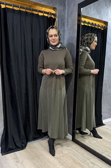 MissDalida Eteği Cupra Triko Elbise DARDO-TAUPE - 1