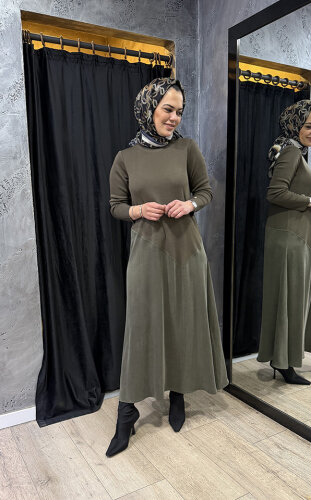 MissDalida Eteği Cupra Triko Elbise DARDO-TAUPE - 3