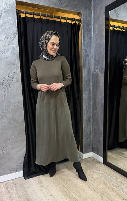 MissDalida Eteği Cupra Triko Elbise DARDO-TAUPE - 4