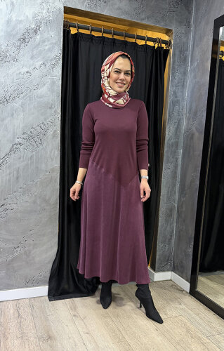 MissDalida Eteği Cupra Triko Elbise TOGA-BORDO - 3