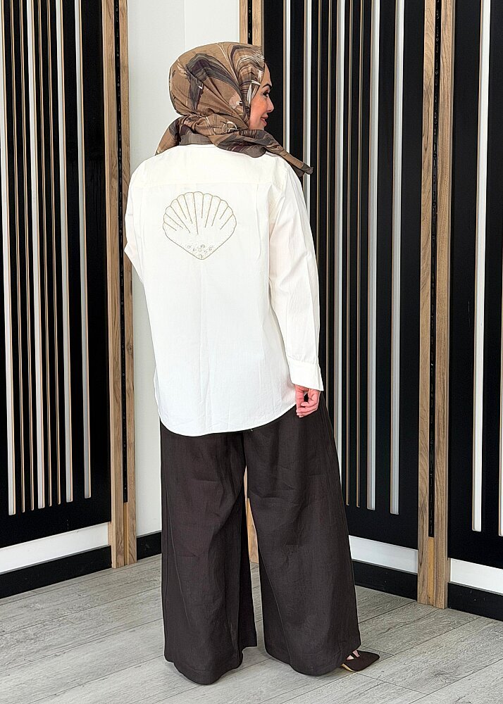 MissDalida Geniş Paça Keten Pantolon Cacao - 4