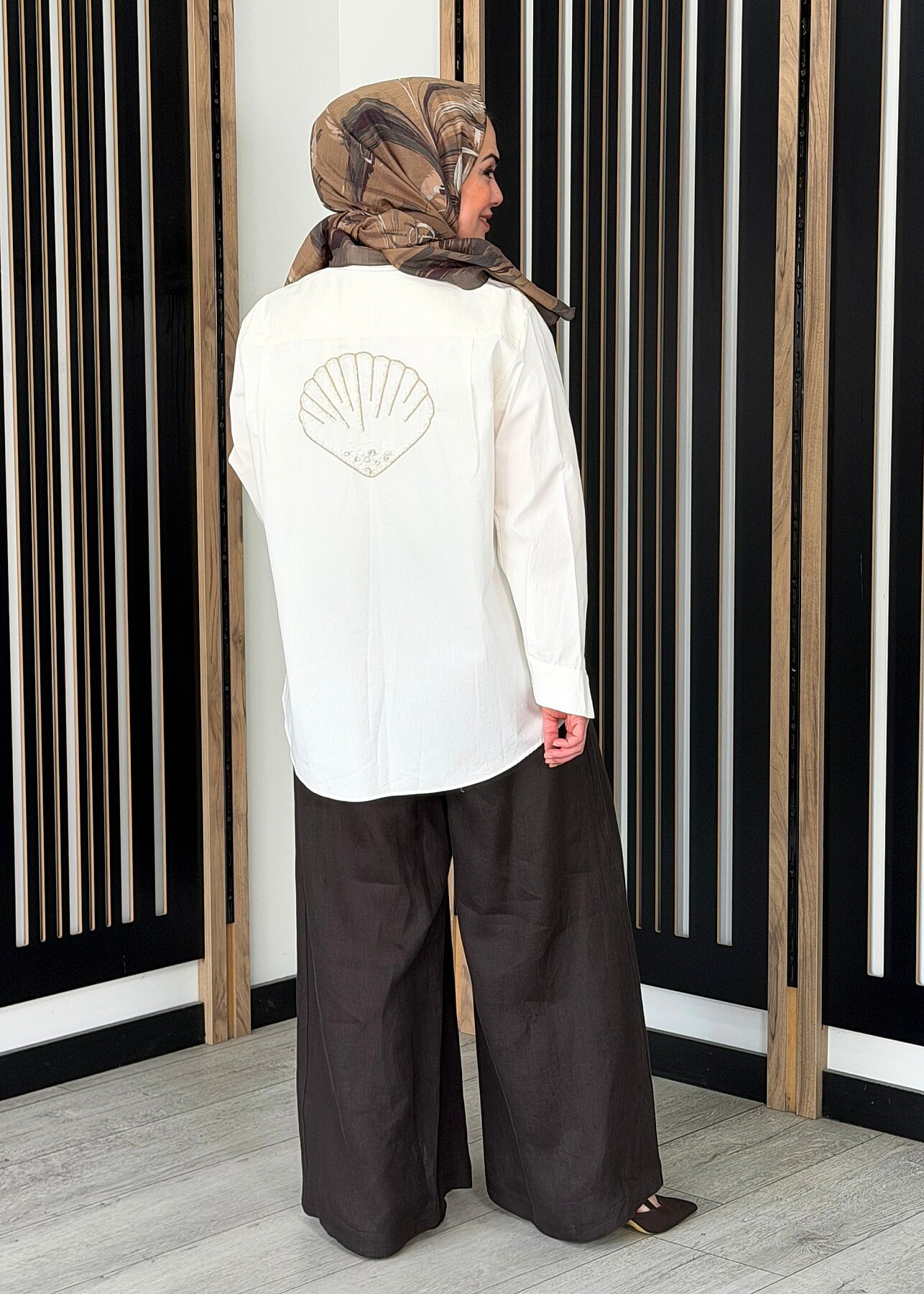 MissDalida Geniş Paça Keten Pantolon Cacao - 4