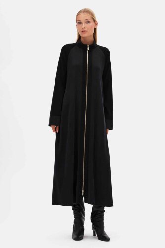 MissDalida Kolları Triko Fermuarlı Cupra Kap BLACK 