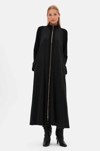 MissDalida Kolları Triko Fermuarlı Cupra Kap BLACK - 3