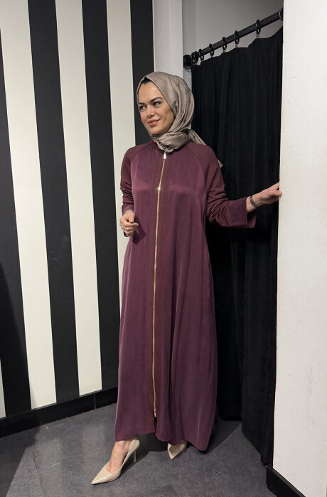 MissDalida Kolları Triko Fermuarlı Cupra Kap BORDO - 2