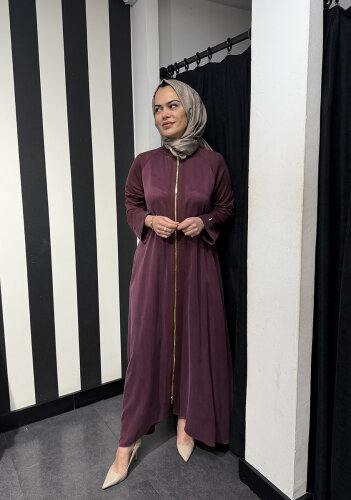 MissDalida Kolları Triko Fermuarlı Cupra Kap BORDO