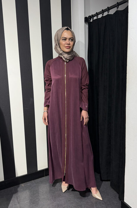 MissDalida Kolları Triko Fermuarlı Cupra Kap BORDO - 3