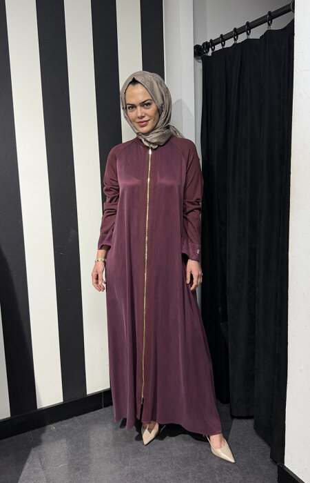 MissDalida Kolları Triko Fermuarlı Cupra Kap BORDO - 4