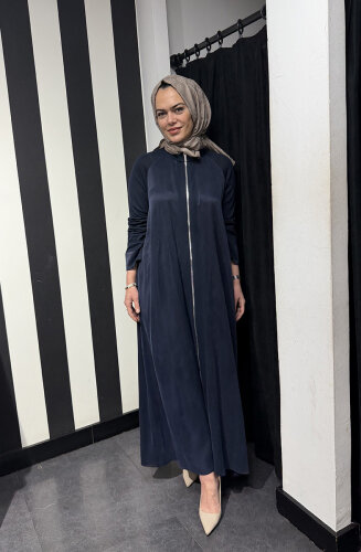 MissDalida Kolları Triko Fermuarlı Cupra Kap Oası/Dark Navy