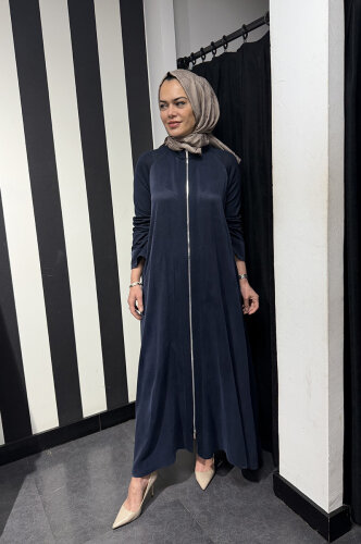 MissDalida Kolları Triko Fermuarlı Cupra Kap Oası/Dark Navy - 3