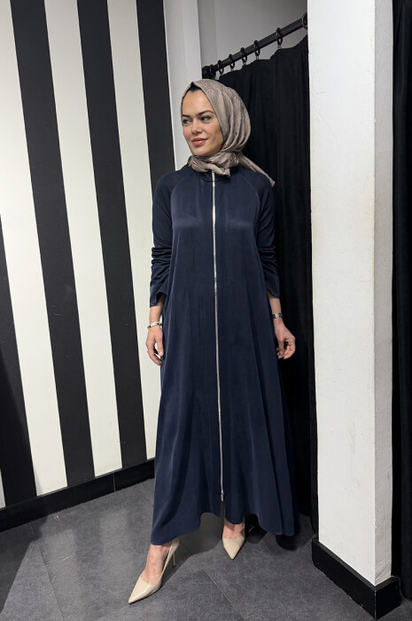 MissDalida Kolları Triko Fermuarlı Cupra Kap Oası/Dark Navy - 3