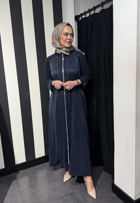 MissDalida Kolları Triko Fermuarlı Cupra Kap Oası/Dark Navy - 4