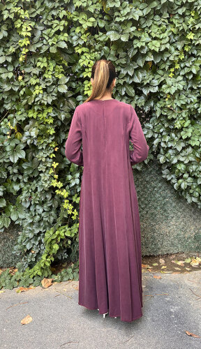 MissDalida Önü Cepli Cupra Elbise Plum - 3