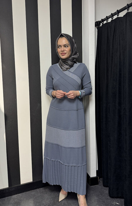 MissDalida V Yaka Triko Elbise Bullet - 1