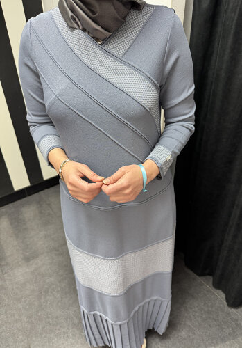 MissDalida V Yaka Triko Elbise Bullet - 4