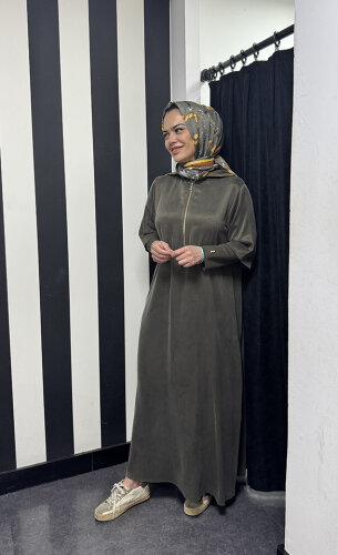 MissDalida Yakası Triko Cupro Elbise Toupe - 2