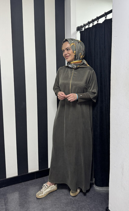 MissDalida Yakası Triko Cupro Elbise Toupe - 2