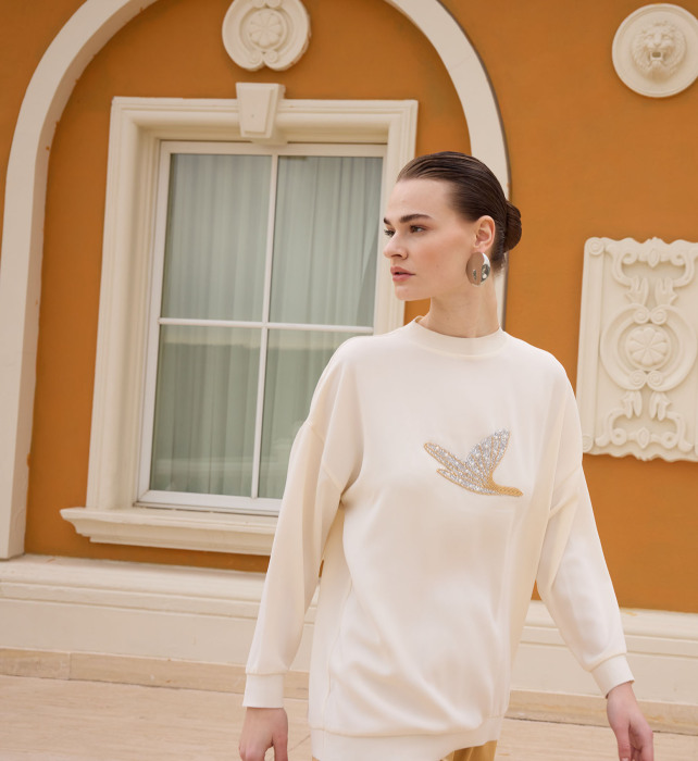 MissEmramiss Aksesuarlı Sweatshirt BEJ - 2