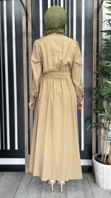 MissEmramiss  Düğme Detay Safari Elbise CAMEL - 3