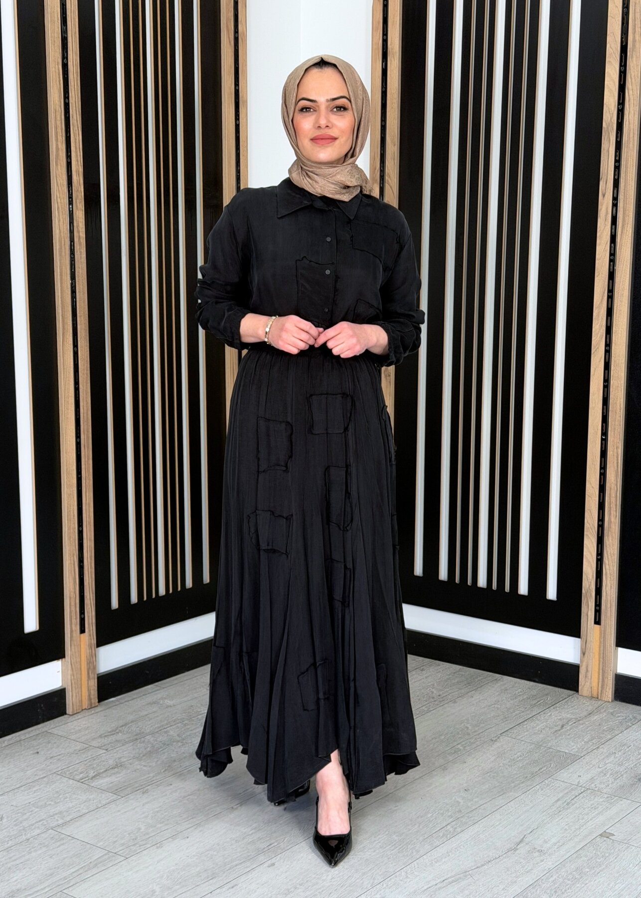 MissWhence Asimetrik Dikişli Etekli Takım SİYAH - 2